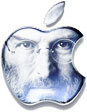 Steve Jobs in Apple logo