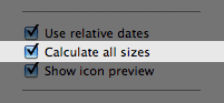 ‘Calculate all sizes’ setting in Finder’s view options