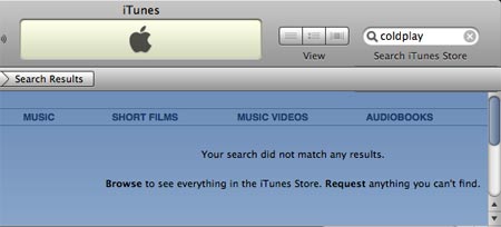 No search results in iTunes