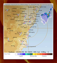 Sydney radar loop in a Web Clip widget